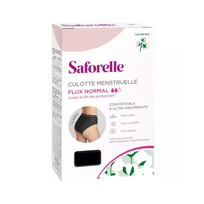 Saforelle Culotte Menstruelle en Coton Bio T34-36 - Menstrual Panties - Publicité Saforelle Culotte Menstruelle en Coton Bio T34-36 - Menstrual Panties - Publicité