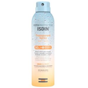 Spray solaire transparent Wet Skin SPF50 Isdin - Publicité Spray solaire transparent Wet Skin SPF50 Isdin - Publicité