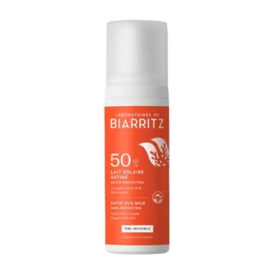 Lait Solaire Satiné SPF50 de Laboratoires de Biarritz 100ml - Publicité Lait Solaire Satiné SPF50 de Laboratoires de Biarritz 100ml - Publicité