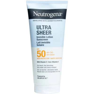 Neutrogena Ultra Sheer Lait solaire invisible SPF 50 - Publicité Neutrogena Ultra Sheer Lait solaire invisible SPF 50 - Publicité