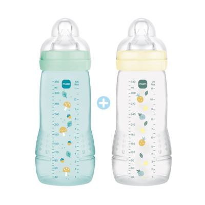 MAM Lot de 2 biberons Easy Active 330ml Ice + Pearl - Publicité MAM Lot de 2 biberons Easy Active 330ml Ice + Pearl - Publicité