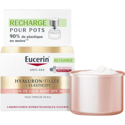 Eucerin HYALURON-FILLER + ELASTICITY - Recharge Soin de Jour Rosé SPF30 - Visage - Tous Types de Peaux, 50ml - Publicité Eucerin HYALURON-FILLER + ELASTICITY - Recharge Soin de Jour Rosé SPF30 - Visage - Tous Types de Peaux, 50ml - Publicité