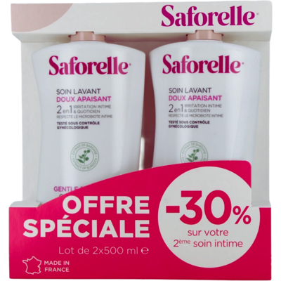 SAFORELLE Soin Intime Doux 2x500ml - Publicité SAFORELLE Soin Intime Doux 2x500ml - Publicité