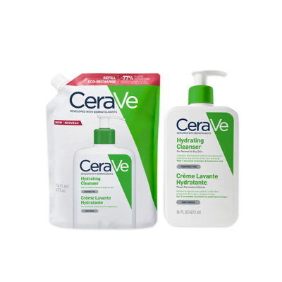 Cerave Cleanser Corps Crème Lavante Hydratante + Eco Recharge Peaux Normales A Sèches 2x473ml - Publicité Cerave Cleanser Corps Crème Lavante Hydratante + Eco Recharge Peaux Normales A Sèches 2x473ml - Publicité