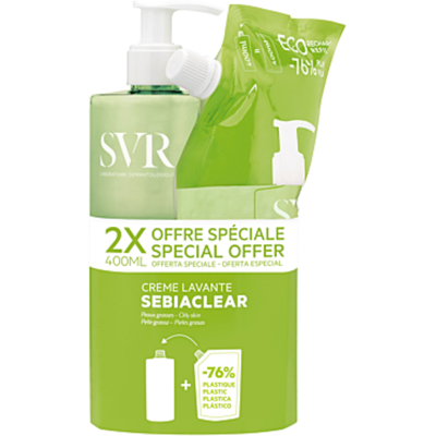 SVR Sebiaclear Crème Lavante 400ml + Recharge 400ml - Publicité SVR Sebiaclear Crème Lavante 400ml + Recharge 400ml - Publicité