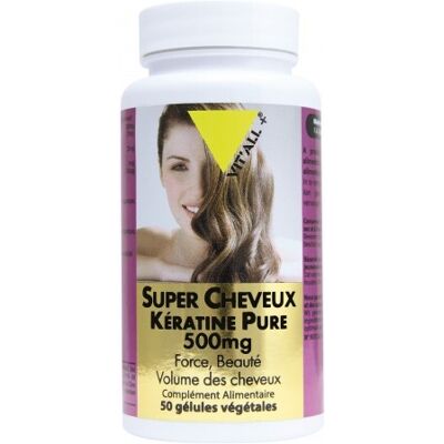 Marque Super Cheveux Kératine Pure 500mg - Complément pour les Cheveux - Publicité Marque Super Cheveux Kératine Pure 500mg - Complément pour les Cheveux - Publicité