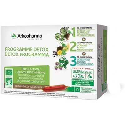 Arkopharma arkofluides bio programme détox triple action 30 ampoules - Publicité Arkopharma arkofluides bio programme détox triple action 30 ampoules - Publicité
