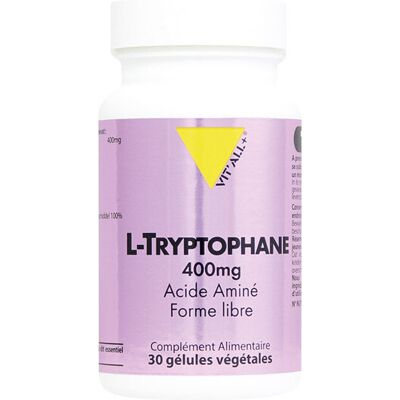 Vitall+ L-Tryptophane 400mg - 30 gélules végétales - Publicité Vitall+ L-Tryptophane 400mg - 30 gélules végétales - Publicité
