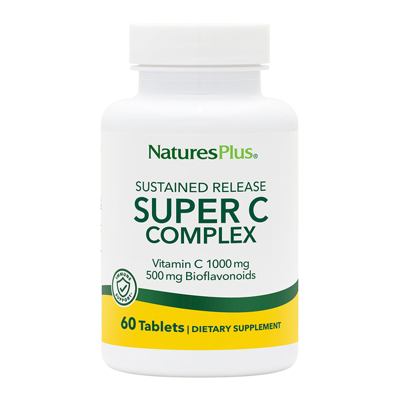 Super C Complex de Nature's Plus - Complément de vitamine C à libération prolongée - Publicité Super C Complex de Nature's Plus - Complément de vitamine C à libération prolongée - Publicité