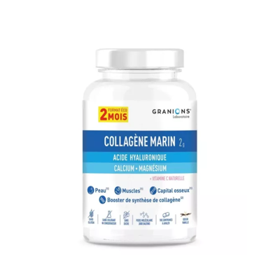 Granions Collagène Marin Acide Hyaluronique Calcium Magnésium - 180 Comprimés - Complément Alimentaire - Publicité Granions Collagène Marin Acide Hyaluronique Calcium Magnésium - 180 Comprimés - Complément Alimentaire - Publicité