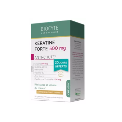 Biocyte Kératine Forte 500mg Anti-Chute - Complément Capillaire - Publicité Biocyte Kératine Forte 500mg Anti-Chute - Complément Capillaire - Publicité