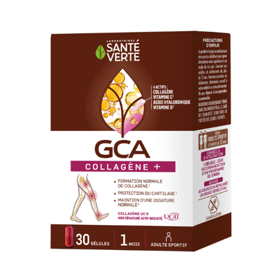 Sante Verte GCA Collagène + Soutien Cartilage - 30 Capsules - Publicité Sante Verte GCA Collagène + Soutien Cartilage - 30 Capsules - Publicité