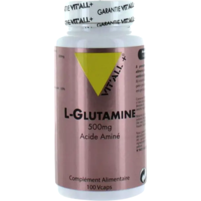 Vit'All+ L Glutamine 500mg - Complément Alimentaire - 100 Capsules - Publicité Vit'All+ L Glutamine 500mg - Complément Alimentaire - 100 Capsules - Publicité