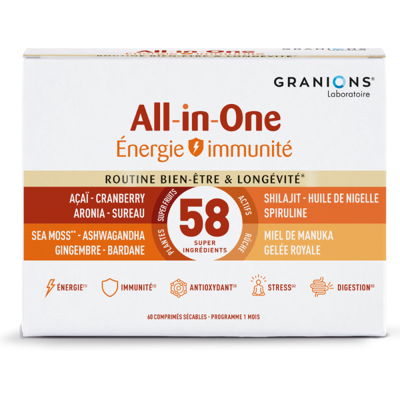 Granions All In One Routine énergie & Immunité – 60 comprimés - Publicité Granions All In One Routine énergie & Immunité – 60 comprimés - Publicité