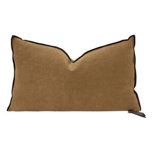 Maison de Vacances Coussin Vice Versa Black Line en lin stone washed - Havane