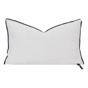 Maison de Vacances Coussin Vice Versa Black Line en lin stone washed - Blanc