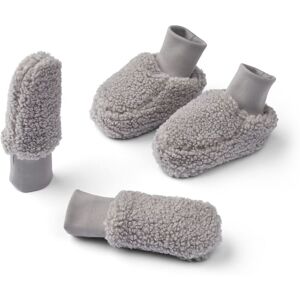 Liewood Chaussons + Mitaines Coton Bio Matiere Recyclee Facon Fourrure Osman - Gris