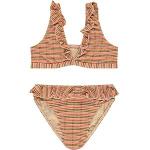 Beachlife Maillot 2 Pieces Volants Raye - Rose