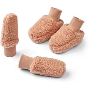 Liewood Chaussons + Mitaines Coton Bio Matiere Recyclee Facon Fourrure Osman - Rose