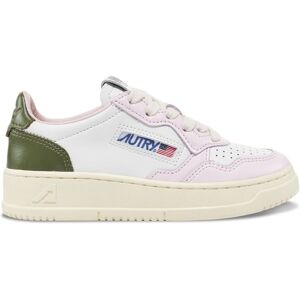 Autry Baskets Kids Medalist Low Cuir Bicolore - Vert kaki