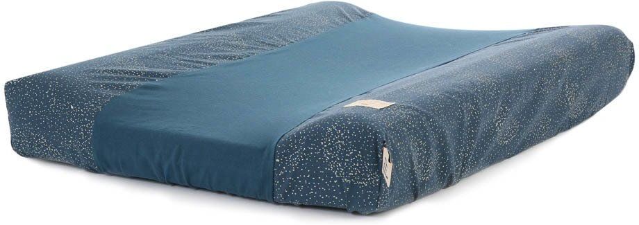 Nobodinoz Housse de matelas à langer Calma Bubble en coton bio - Bleu nuit