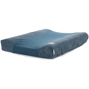 Nobodinoz Housse de matelas a langer Calma Bubble en coton bio - Bleu nuit