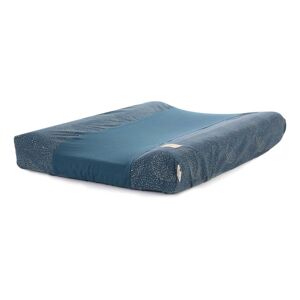 Nobodinoz Housse de matelas a langer Calma Bubble en coton bio - Bleu nuit