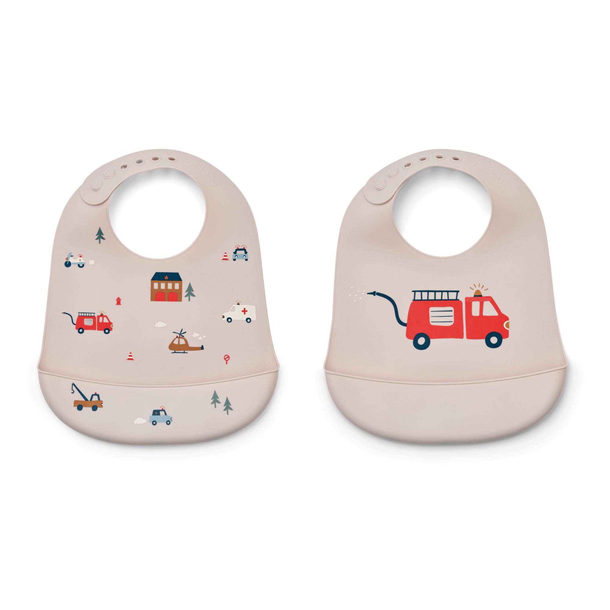 Liewood Bavoirs Tilda en silicone - Set de 2 - Emergency vehicle/Sandy