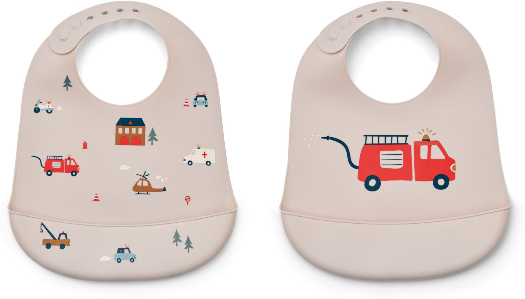 Liewood Bavoirs Tilda en silicone - Set de 2 - Emergency vehicle/Sandy