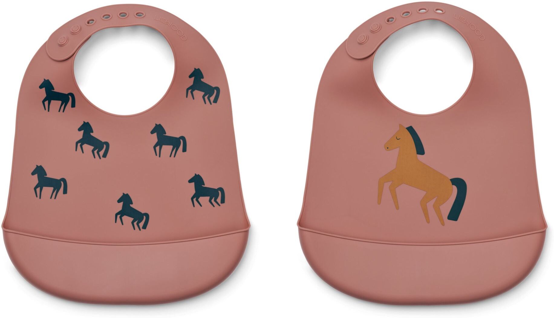 Liewood Bavoirs Tilda en silicone - Set de 2 - Horses/Dark rosetta