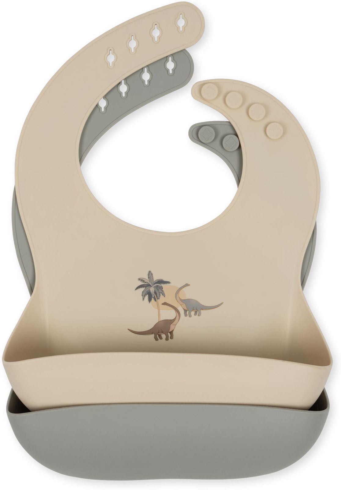 Konges Sløjd Bavoirs en silicone Dino - Set de 2 - Beige