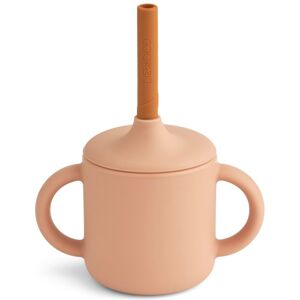 Liewood Tasse d'apprentissage et paille Cameron en silicone - Rose