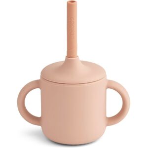 Liewood Tasse d'apprentissage et paille Cameron en silicone - Rose