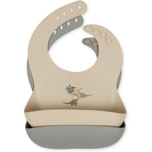 Konges Sløjd Bavoirs en silicone Dino - Set de 2 - Beige