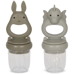 Konges Sløjd Tetines grignoteuses Dragon/Lapin - Set de 2 - Gris