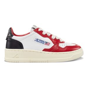 Autry Baskets Kids Medalist Low Cuir Bicolore - Rouge