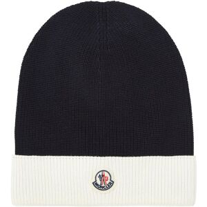 Moncler Bonnet Logo en Tricot Bleu nuit