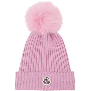 Moncler Bonnet a Pompon Fourrure Rose pale