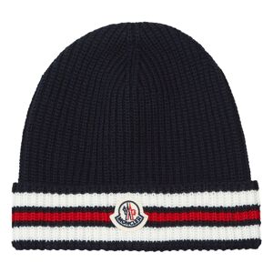 Moncler Bonnet Raye en Tricot Bebe - Bleu nuit