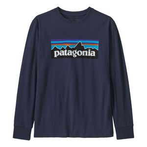 Patagonia T-shirt Manches Longues P-6 Logo Regenerative Coton Bio - Bleu marine