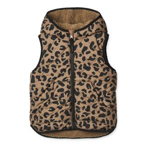 Liewood Veste Sans Manches Reversible Matieres Recyclees Leopard Diana - Marron