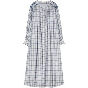 Louise Misha Robe Deepali Carreaux Coton Bio et Lin - Collection Femme - Bleu