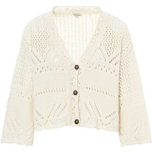 Alma Deia Cardigan Maille Crochet en Coton - Blanc casse