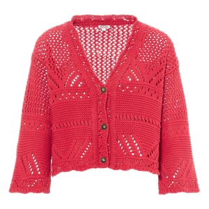 Alma Deia Cardigan Maille Crochet en Coton - Rouge framboise