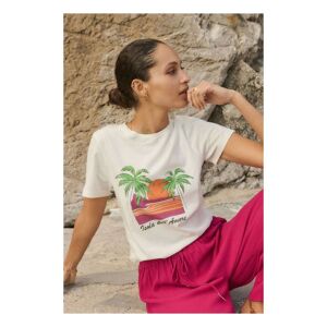 Alma Deia T shirt Boxy Imprime Fiore Dell Isola Coton Bio Blanc casse