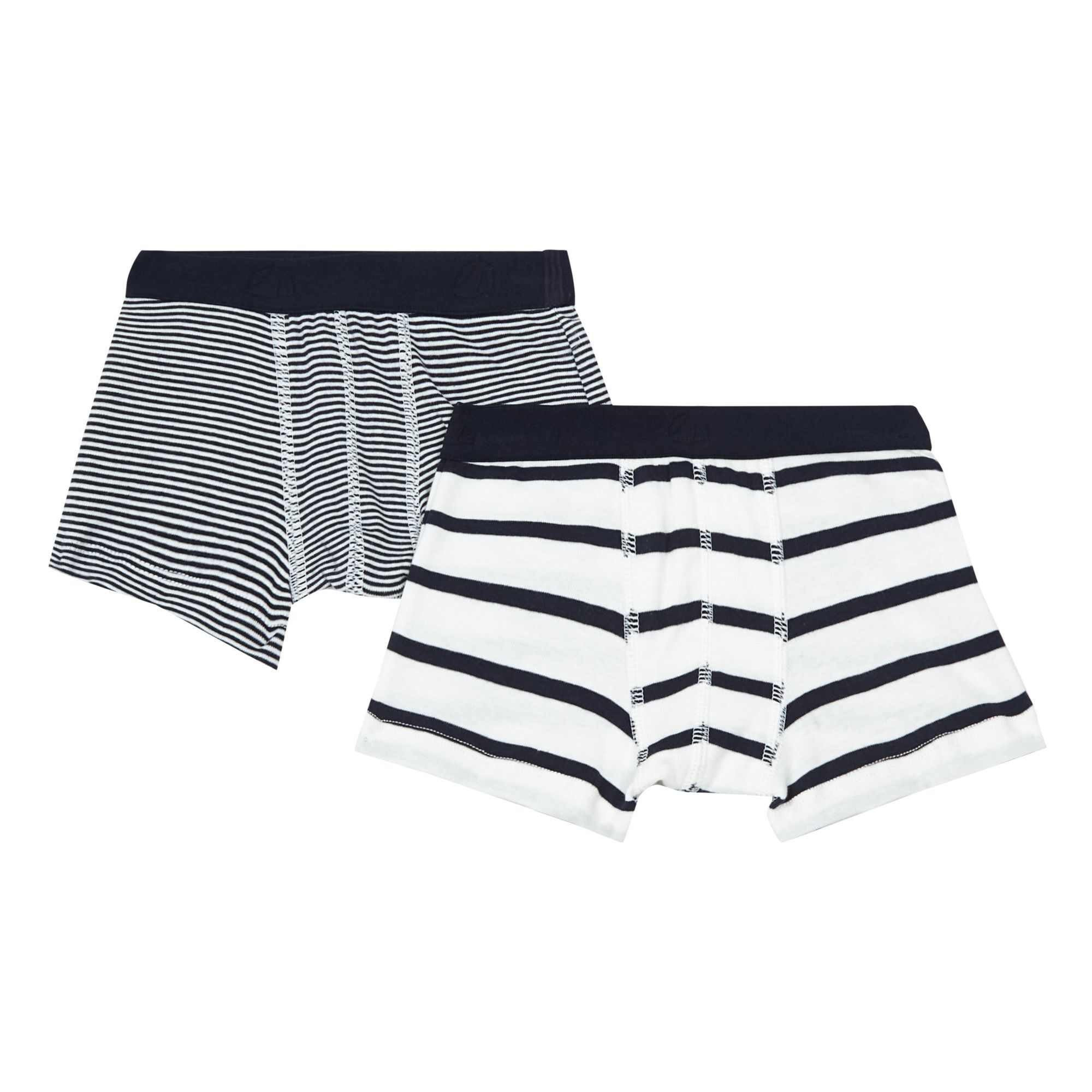 Petit Bateau Lot 2 Boxers Marinière Coton Bio - Bleu