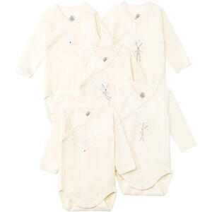 Petit Bateau Lot 5 Bodies Lapin Croises Coton Bio Blanc