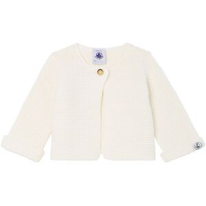 Petit Bateau Gilet Tricot Point Mousse Fabalero Coton Bio Blanc