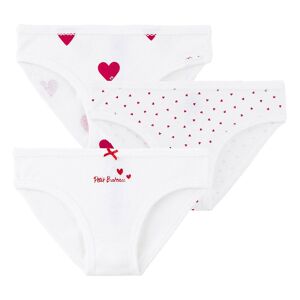 Petit Bateau Lot 3 Culottes Cœur Coton Bio - Blanc