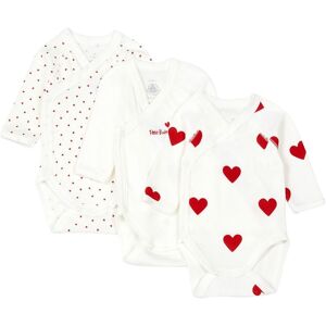 Petit Bateau Lot 3 Bodies C?ur Croises Coton Bio - Rouge